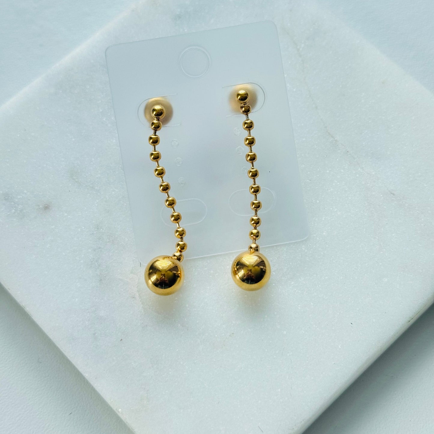 Ball Dangling Earrings – 18K Gold Plated Stainless Steel