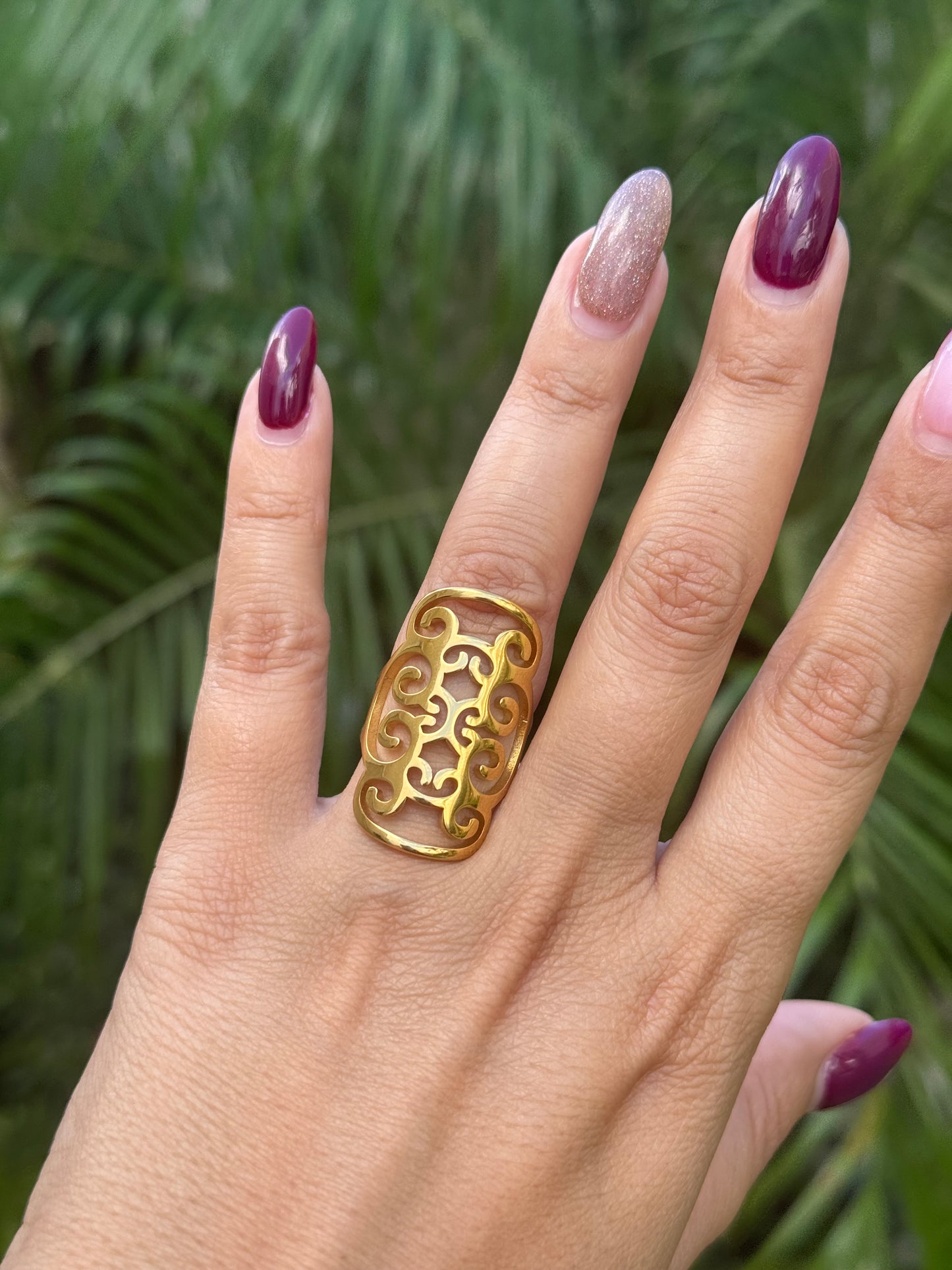 Mandala Ring – Gold Statement Stainless Steel Ring