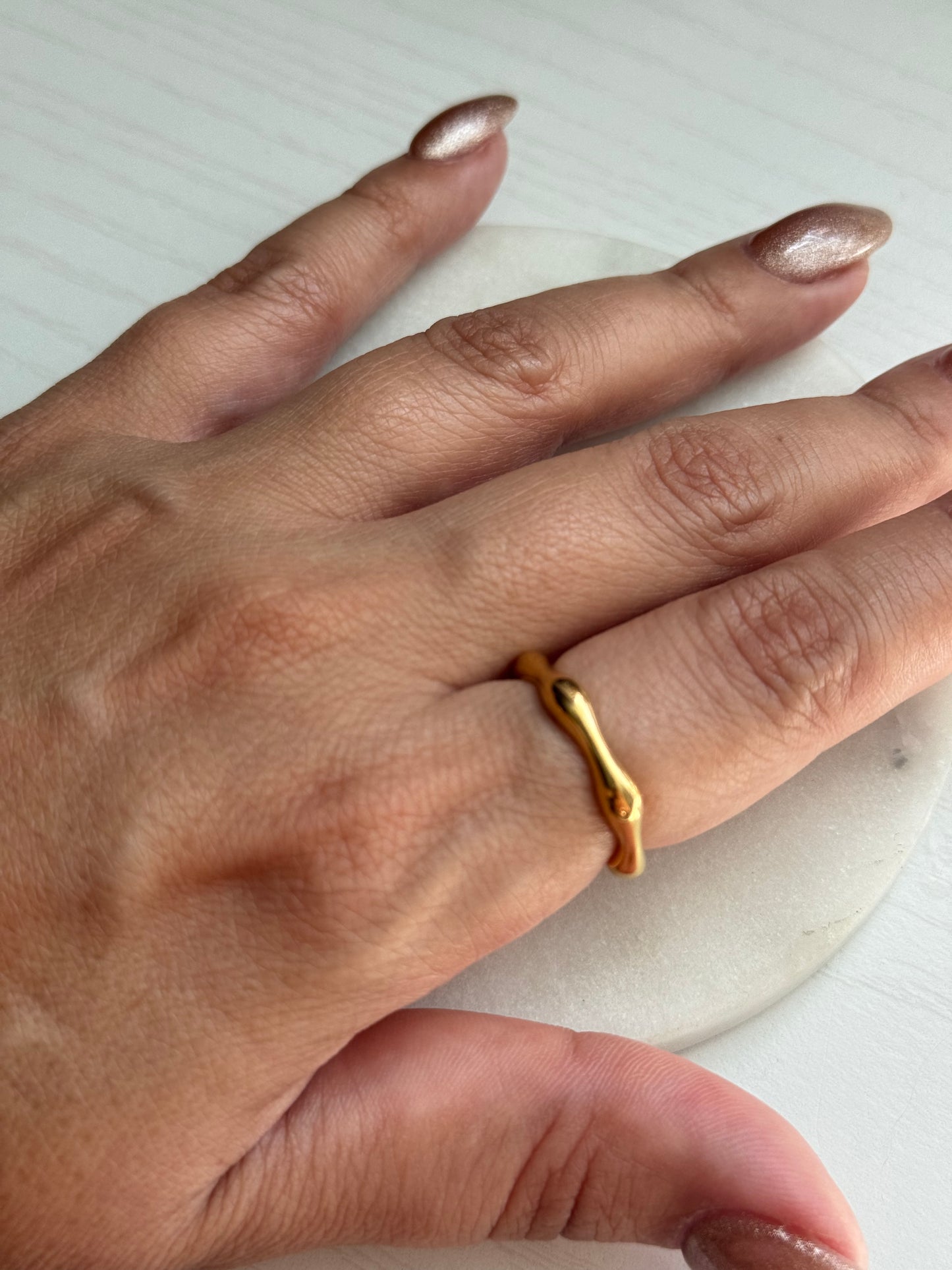 Aqmar Ring- Irregular Wave Ring in 316l Stainless Steel.