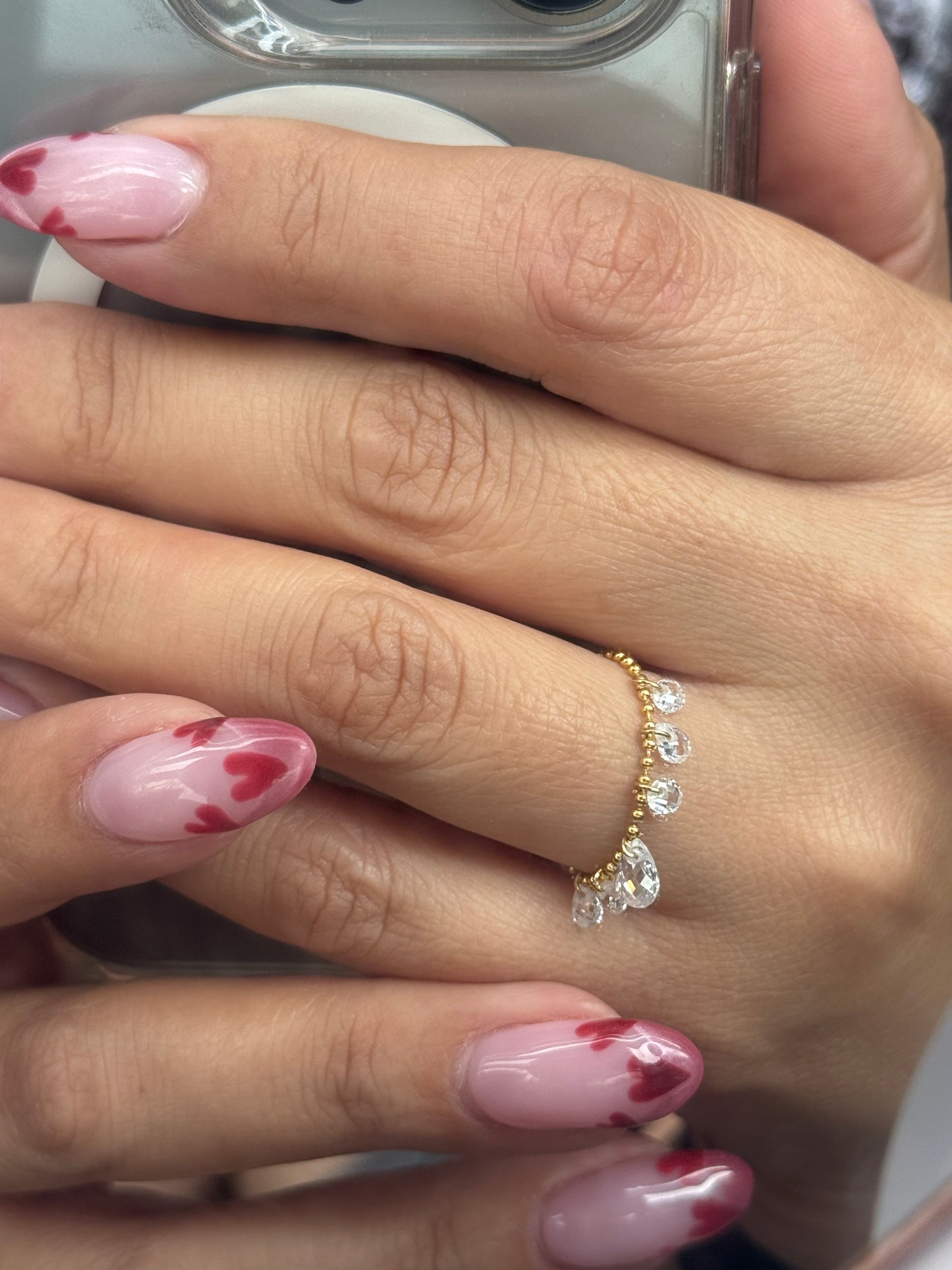 Droplets Adjustable Crystal Ring – 18K Gold PVD Plated Stainless Steel