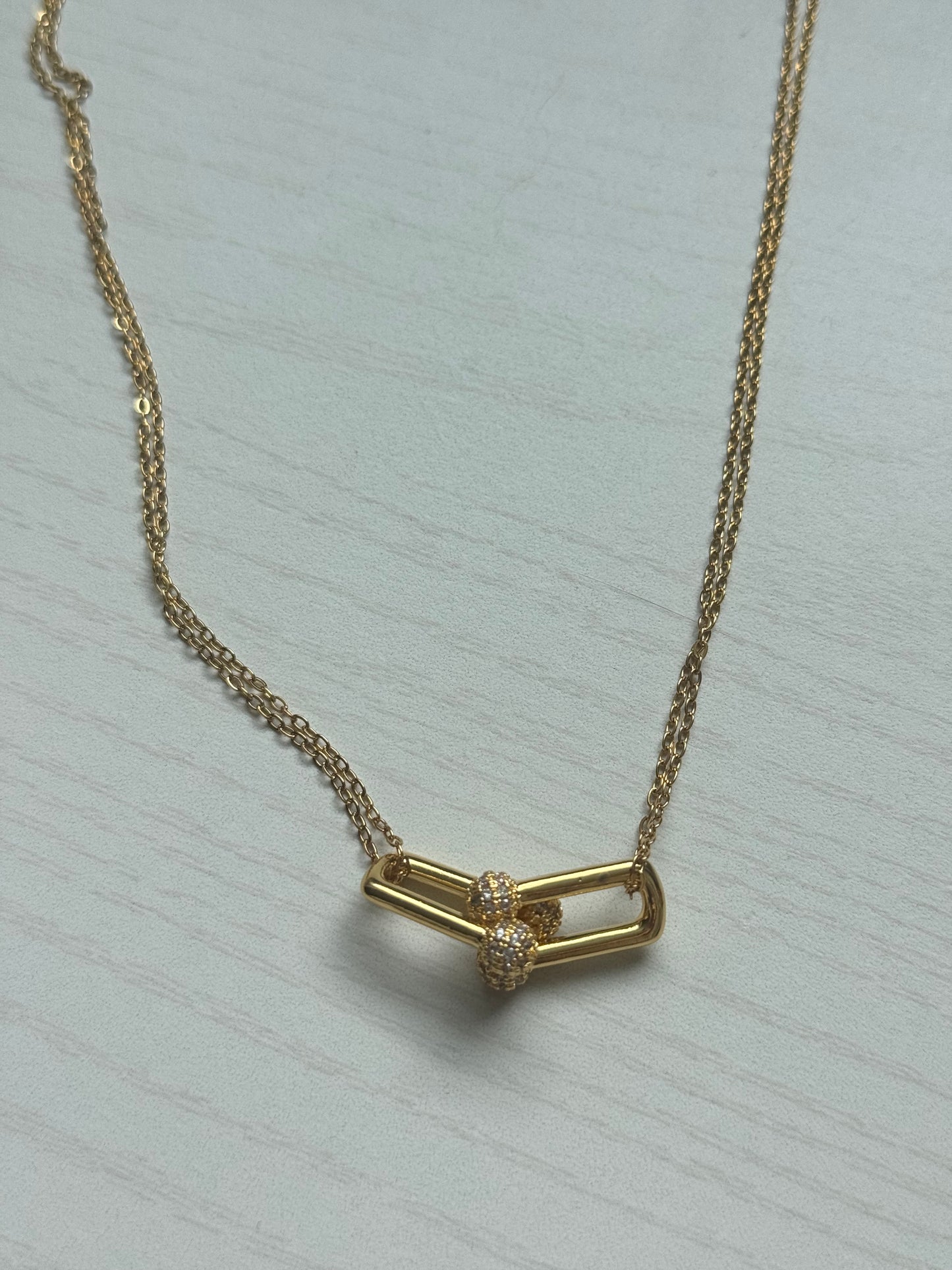 Bond Gold Link Necklace – 18K Gold-Plated Stainless Steel Statement Pendant