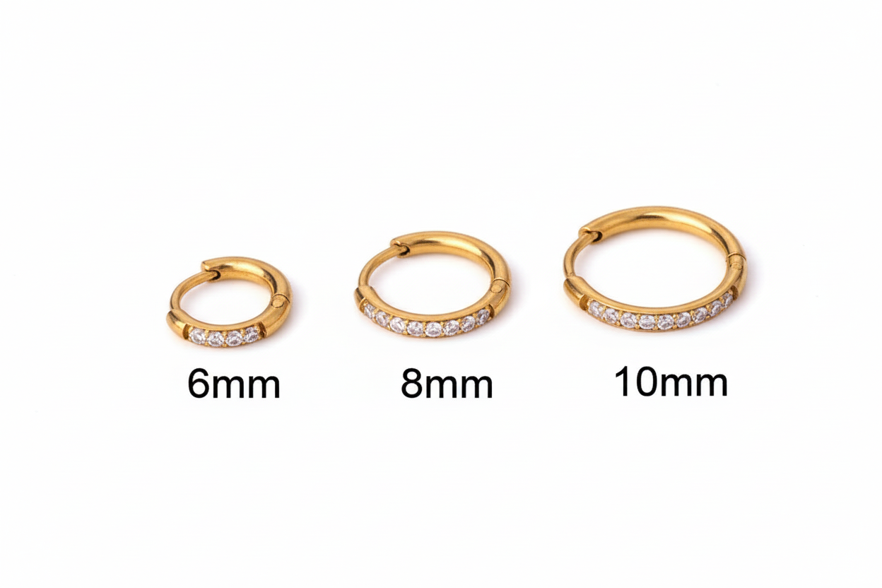 Ariadna Halo Huggie Earrings – 18K Gold PVD Zirconia Hoops