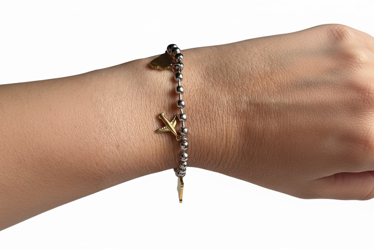 Roam Bracelet – Travel Charm Stainless Steel Beaded Bracelet