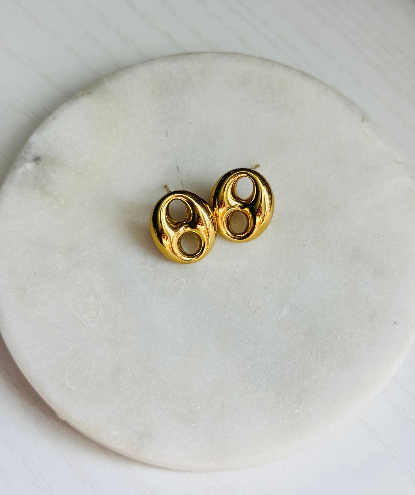Golden Bean Earrings – 18K Gold Plated Stainless Steel