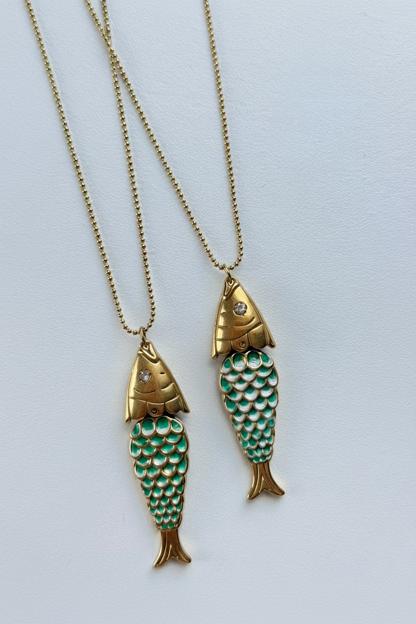 Azure Necklace – Turquoise Fish Charm Necklace