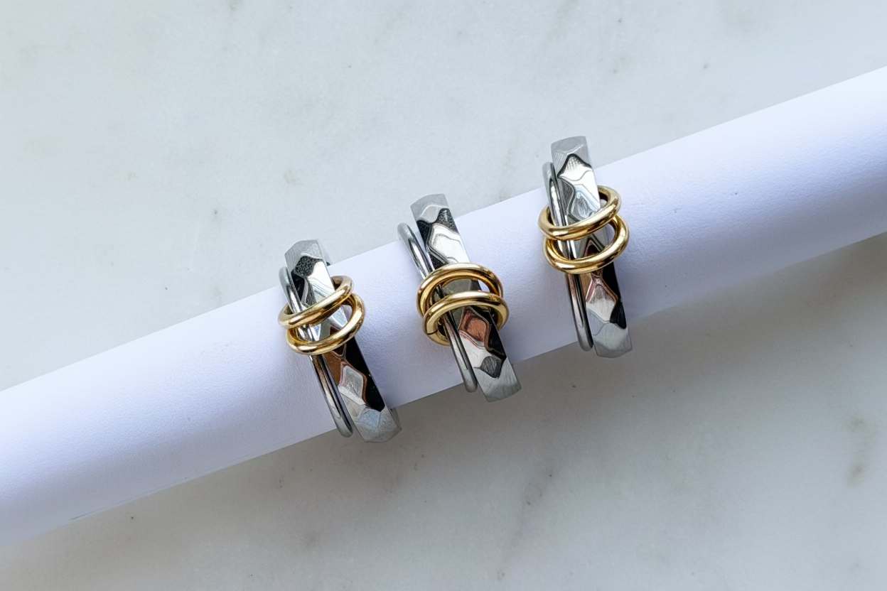Mina Connected Dual-Band Ring | Mixed-Metal Stainless Steel