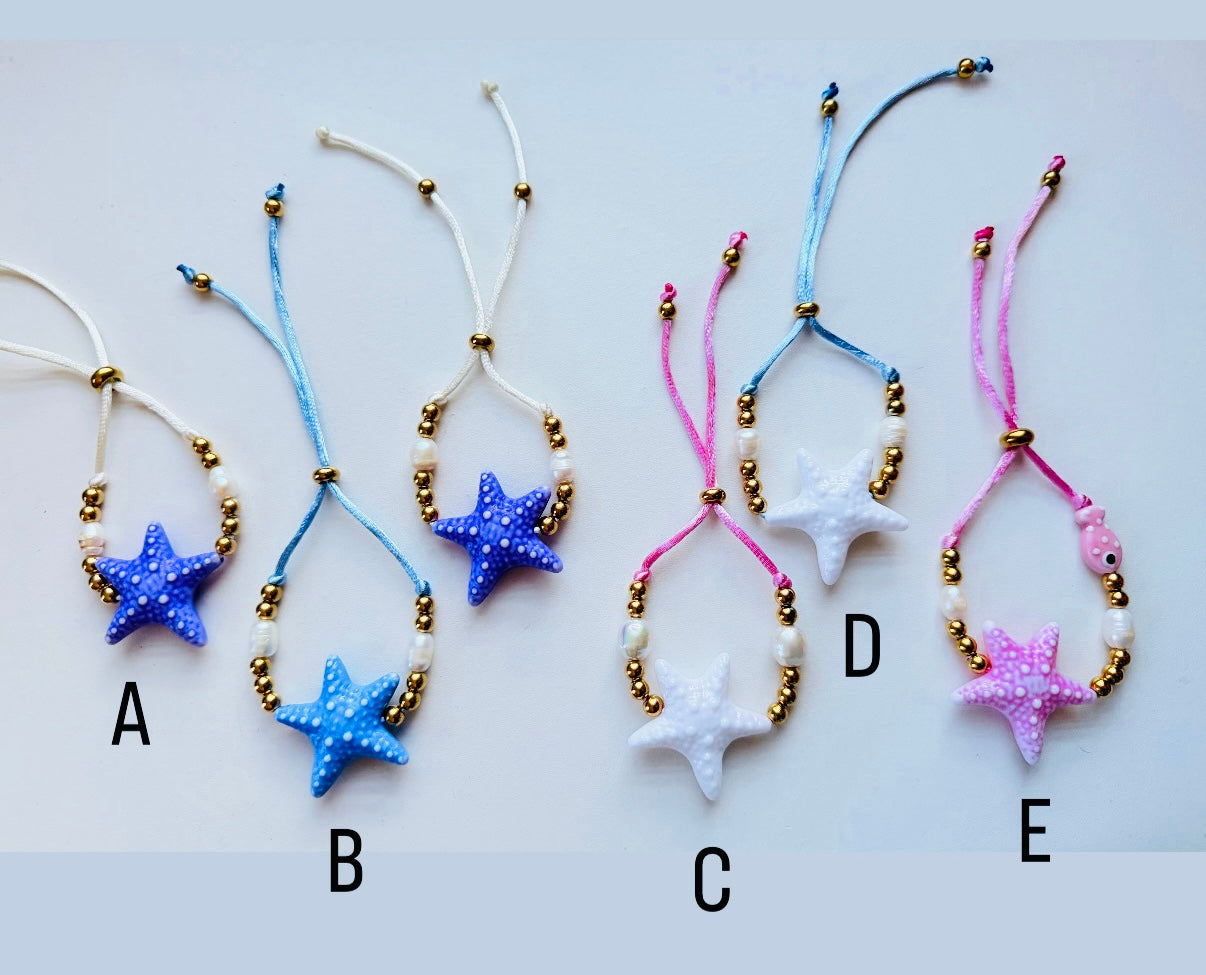 Ocean Star Adjustable Bracelet with Pearls