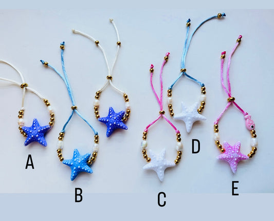 Ocean Star Adjustable Bracelet with Pearls