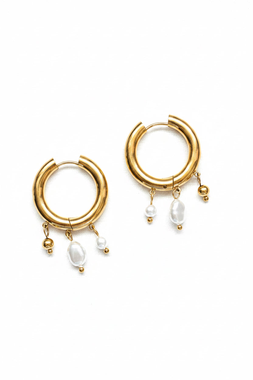 Tianna Hoops | 18K Gold-Plated Stainless Steel Earrings