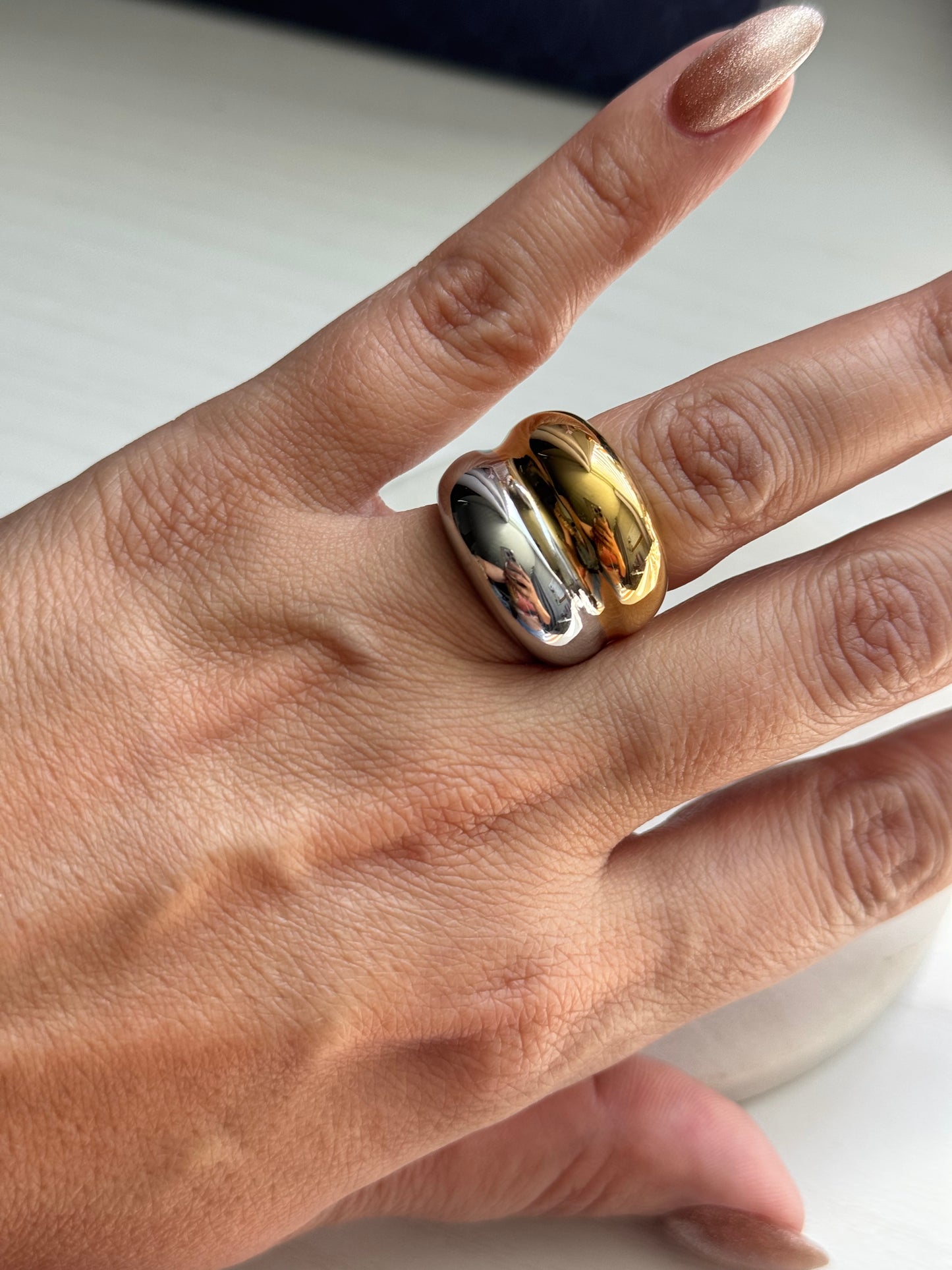 Two Tone- 316l Stainless Steel Bold Ring