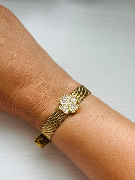 Emilia Belt-Bracelet- Trendy Stainless Steel Bracelet Charm Bracelet with Crystal Details.