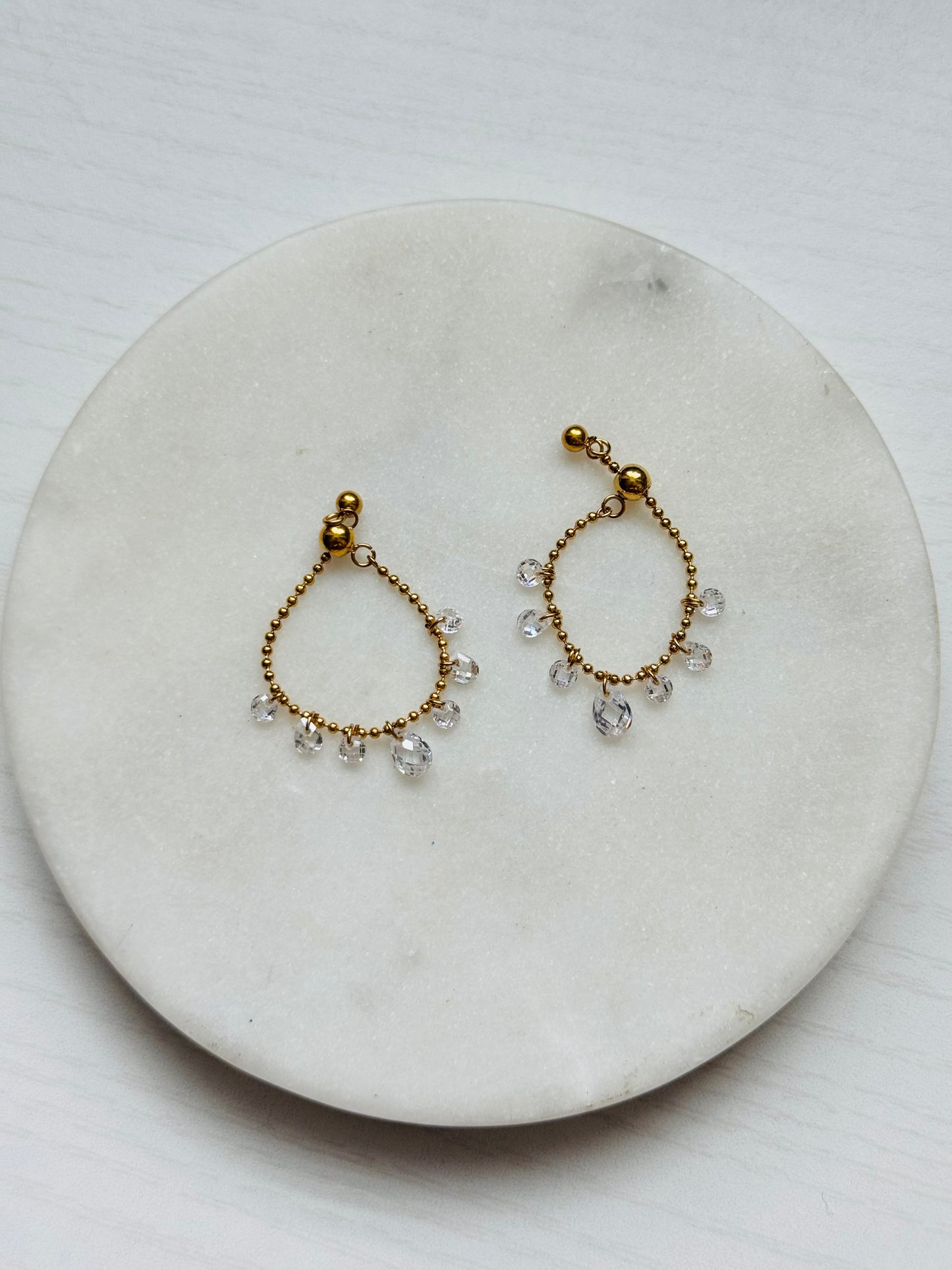 Droplets Adjustable Crystal Ring – 18K Gold PVD Plated Stainless Steel