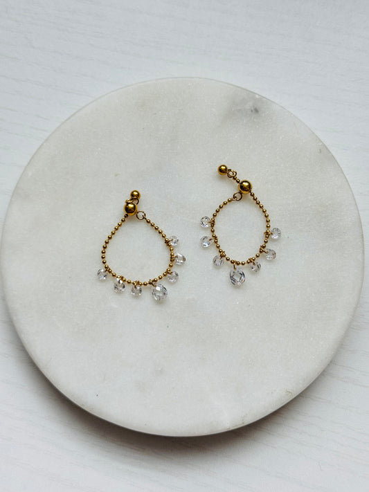 Droplets Adjustable Crystal Ring – 18K Gold PVD Plated Stainless Steel