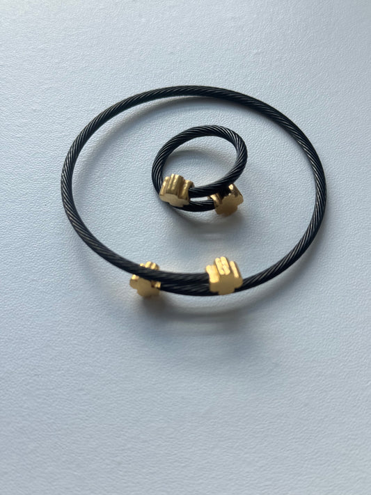 Black Flower/Clover Set