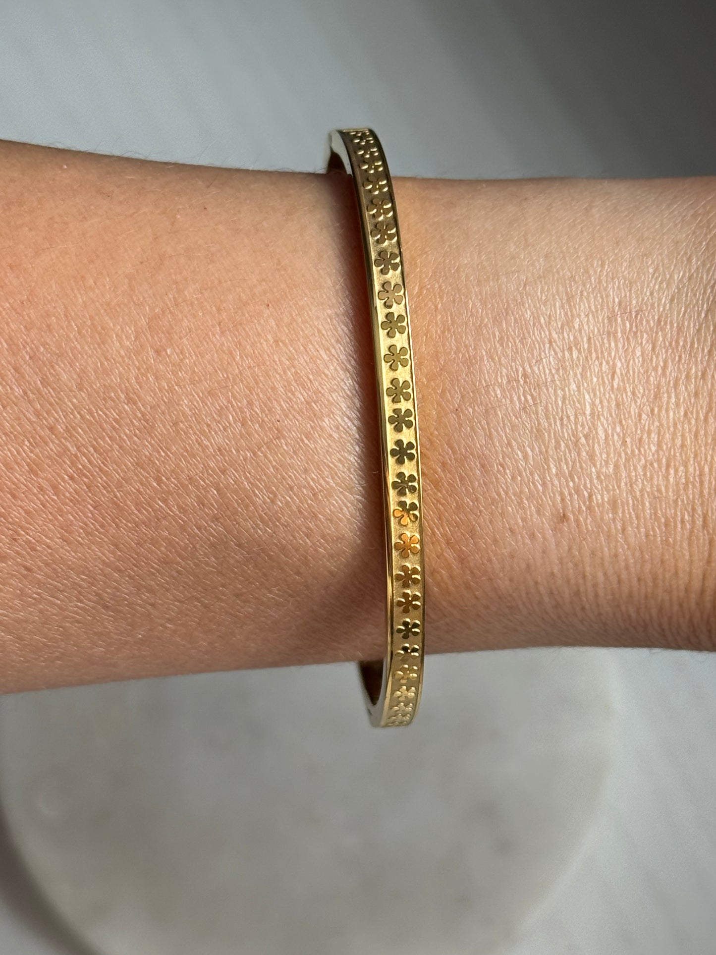 Sakura Floral Bangle – Stainless Steel Statement Bracelet