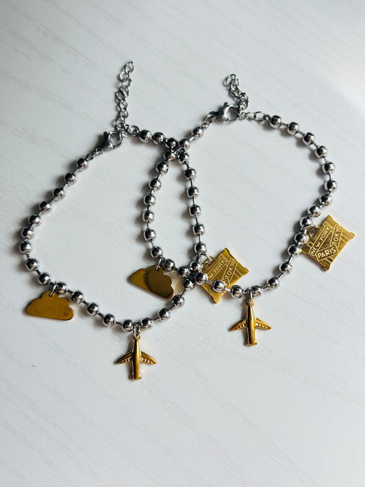 Roam Bracelet – Travel Charm Stainless Steel Beaded Bracelet