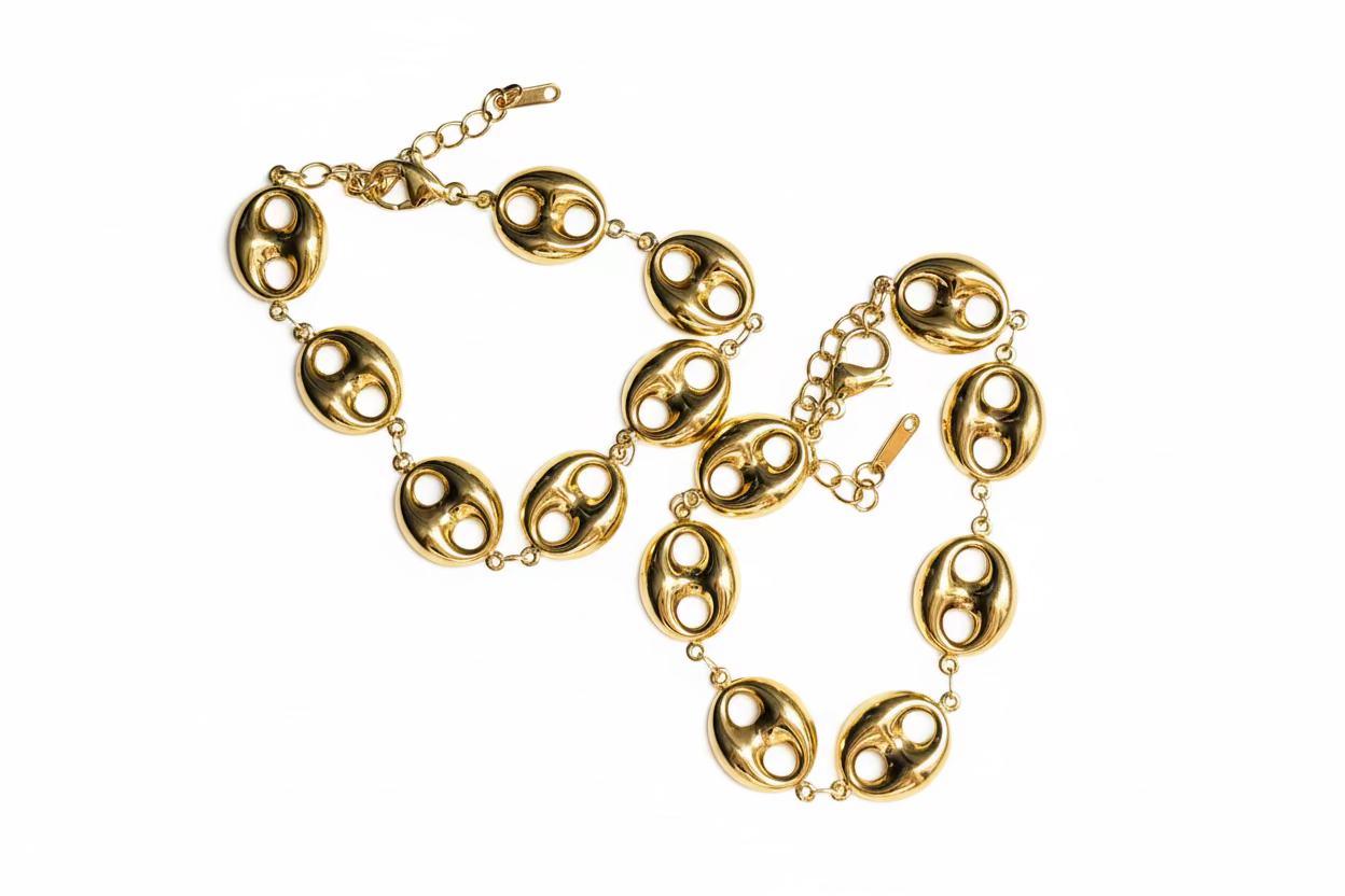 Golden Bean Bracelet – 18K Gold Plated Stainless Steel (2 Sizes)