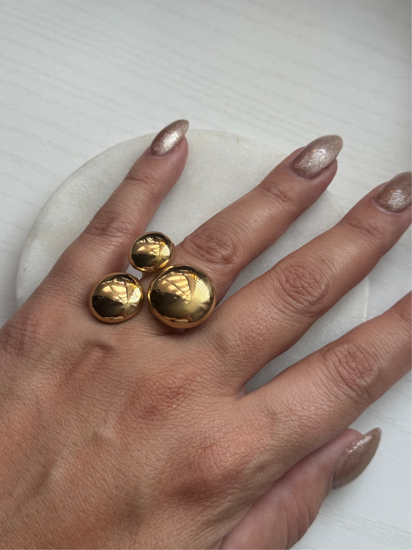 Dots Statement Ring- Stainless Steel|Gold Plated