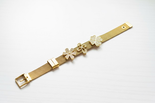 Emilia Belt-Bracelet- Trendy Stainless Steel Bracelet Charm Bracelet with Crystal Details.