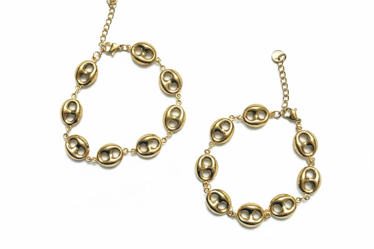 Golden Bean Bracelet – 18K Gold Plated Stainless Steel (2 Sizes)