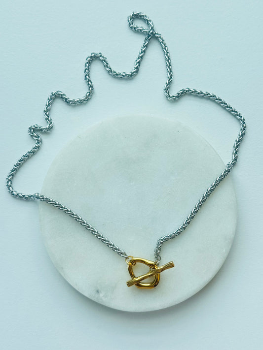 Deva Mixed Metal Toggle Necklace