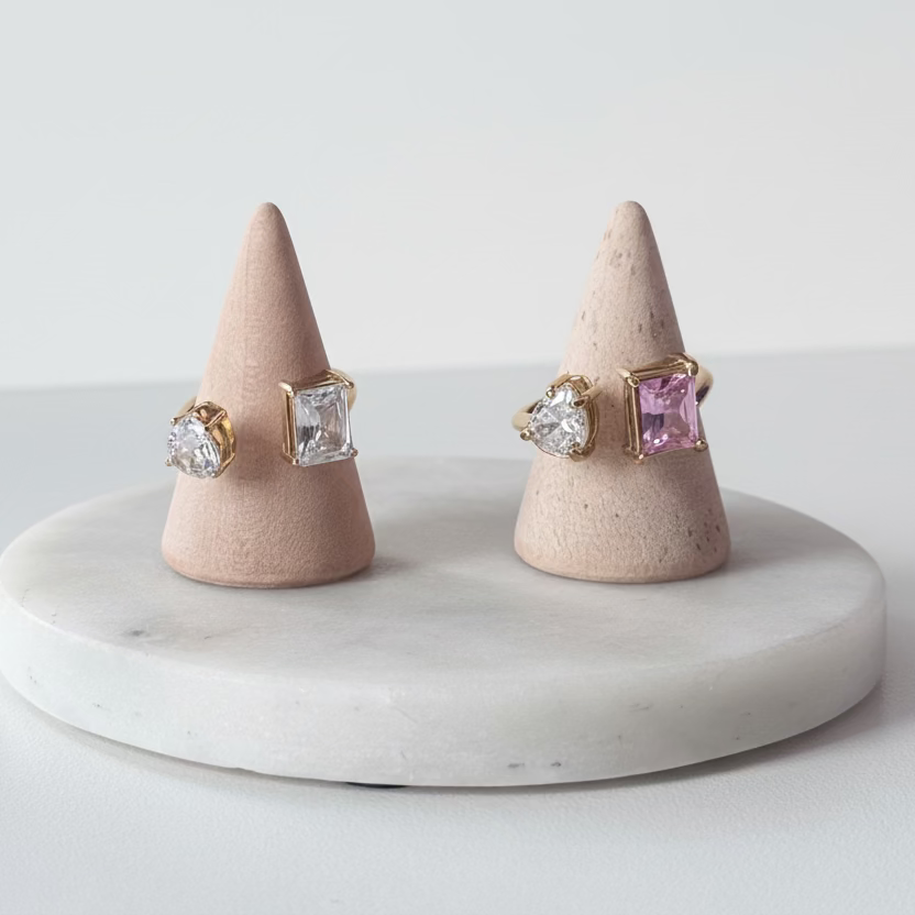 Naya Dual Ring - 18k Gold Plated Open Zircon Ring