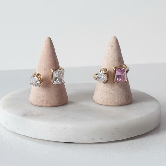 Naya Dual Ring - 18k Gold Plated Open Zircon Ring