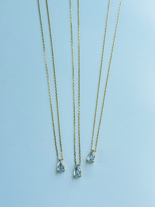 Kuyen Tear Drop Necklace -18k Gold Plated Teardrop Zircon Necklace