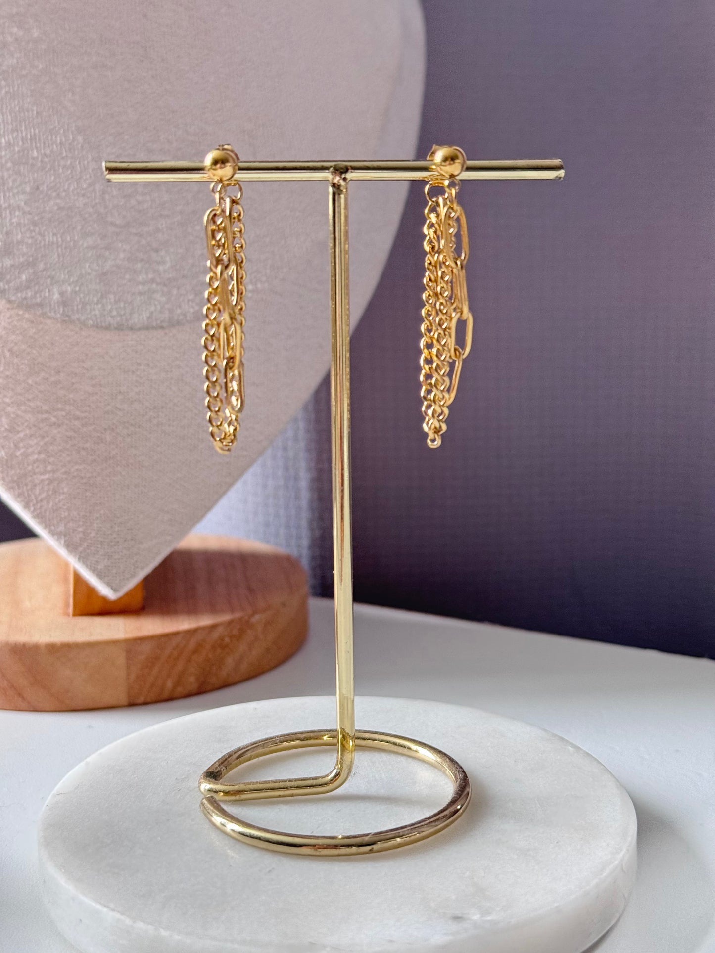 Astra Chain Studs – 18K Gold Plated Double Chain Earrings