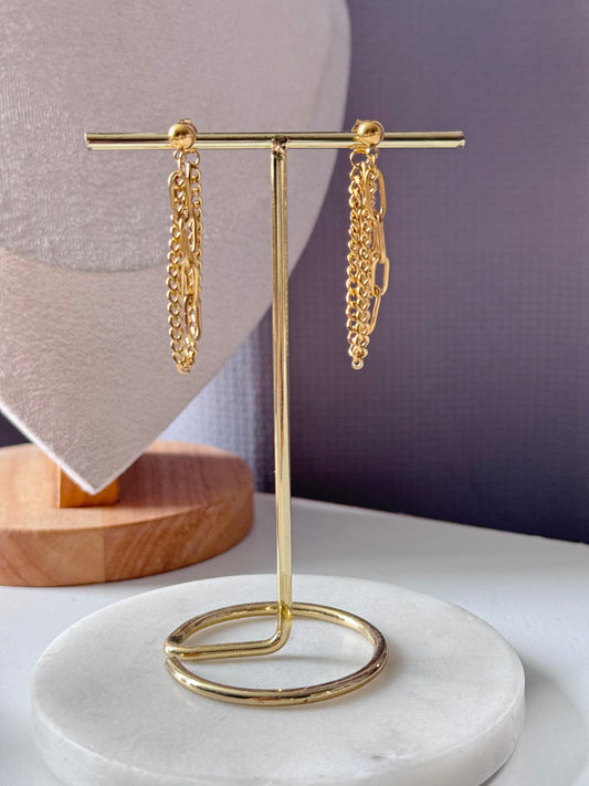 Astra Chain Studs – 18K Gold Plated Double Chain Earrings