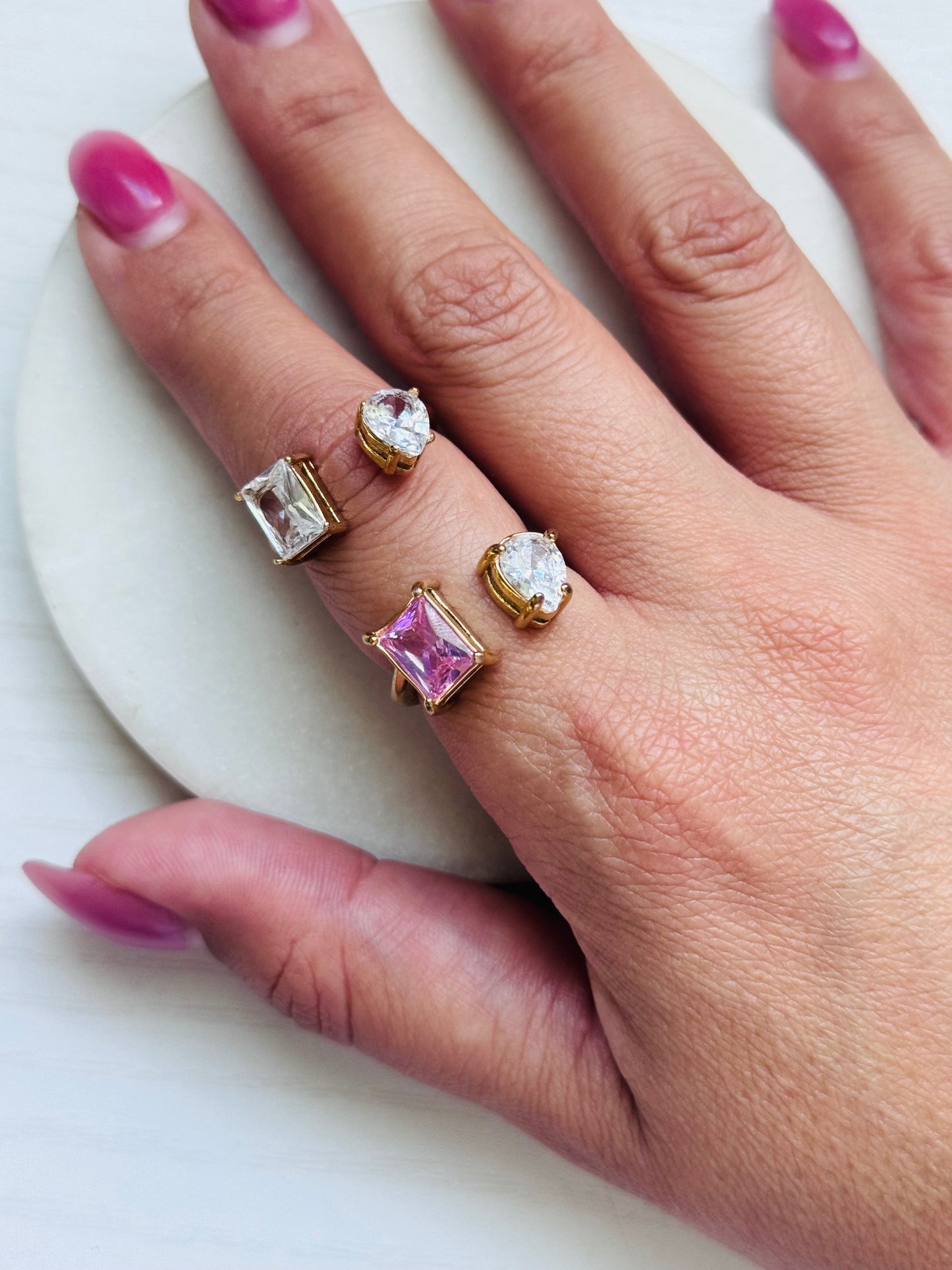 Naya Dual Ring - 18k Gold Plated Open Zircon Ring