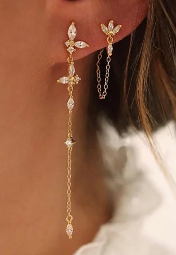 Celeste Zirconia Earrings - Gold Plated Statement Earrings