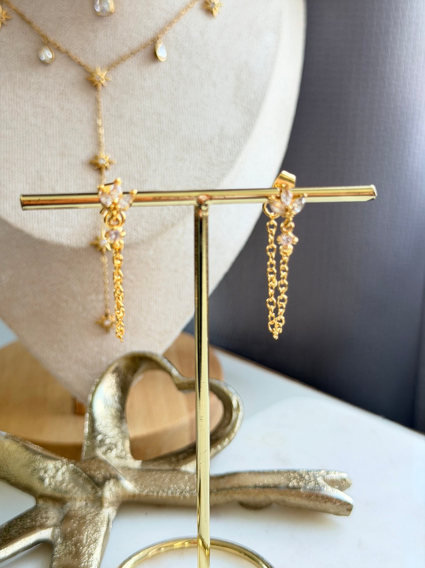 Celeste Zirconia Earrings - Gold Plated Statement Earrings