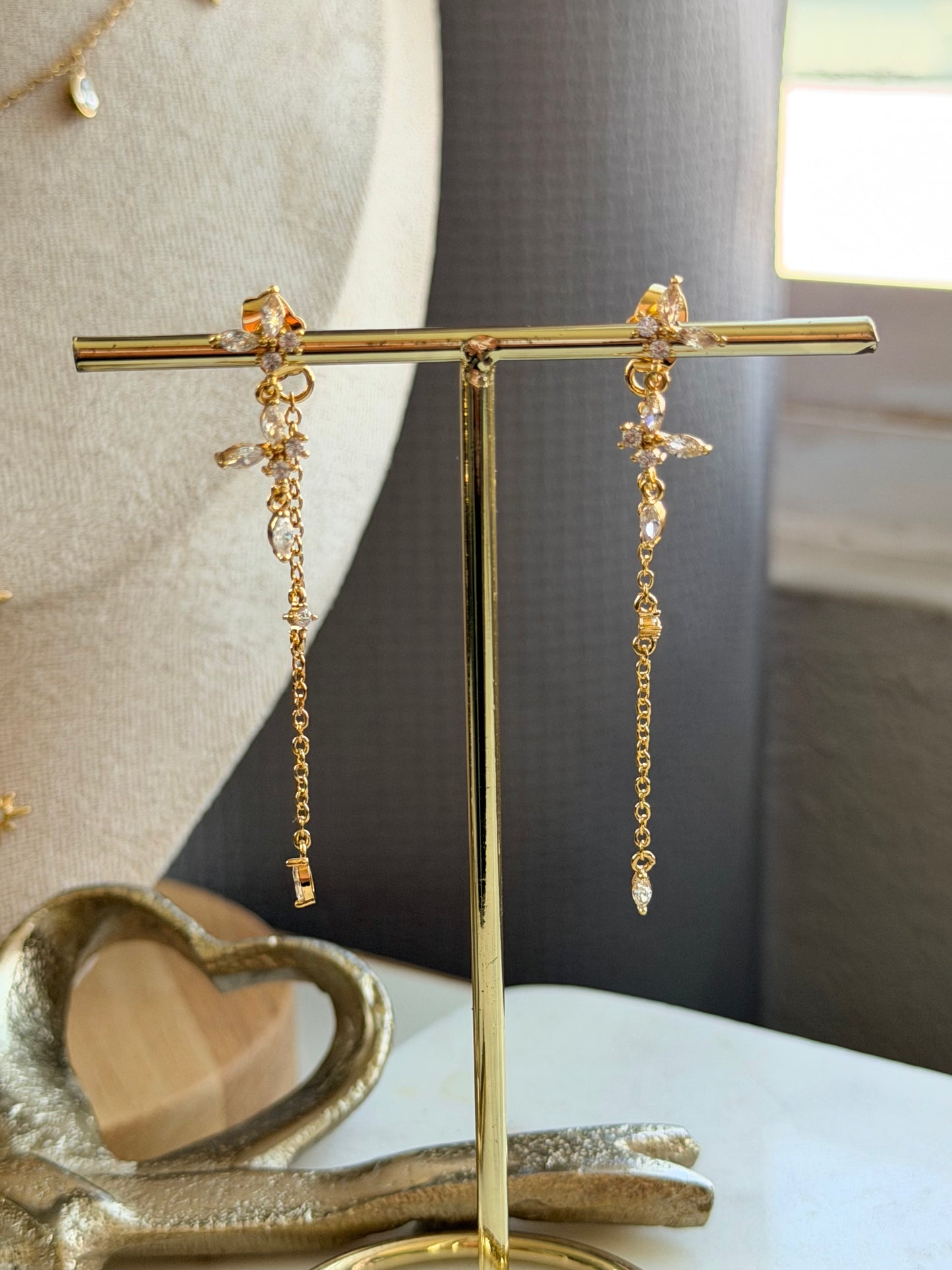 Celeste Zirconia Earrings - Gold Plated Statement Earrings
