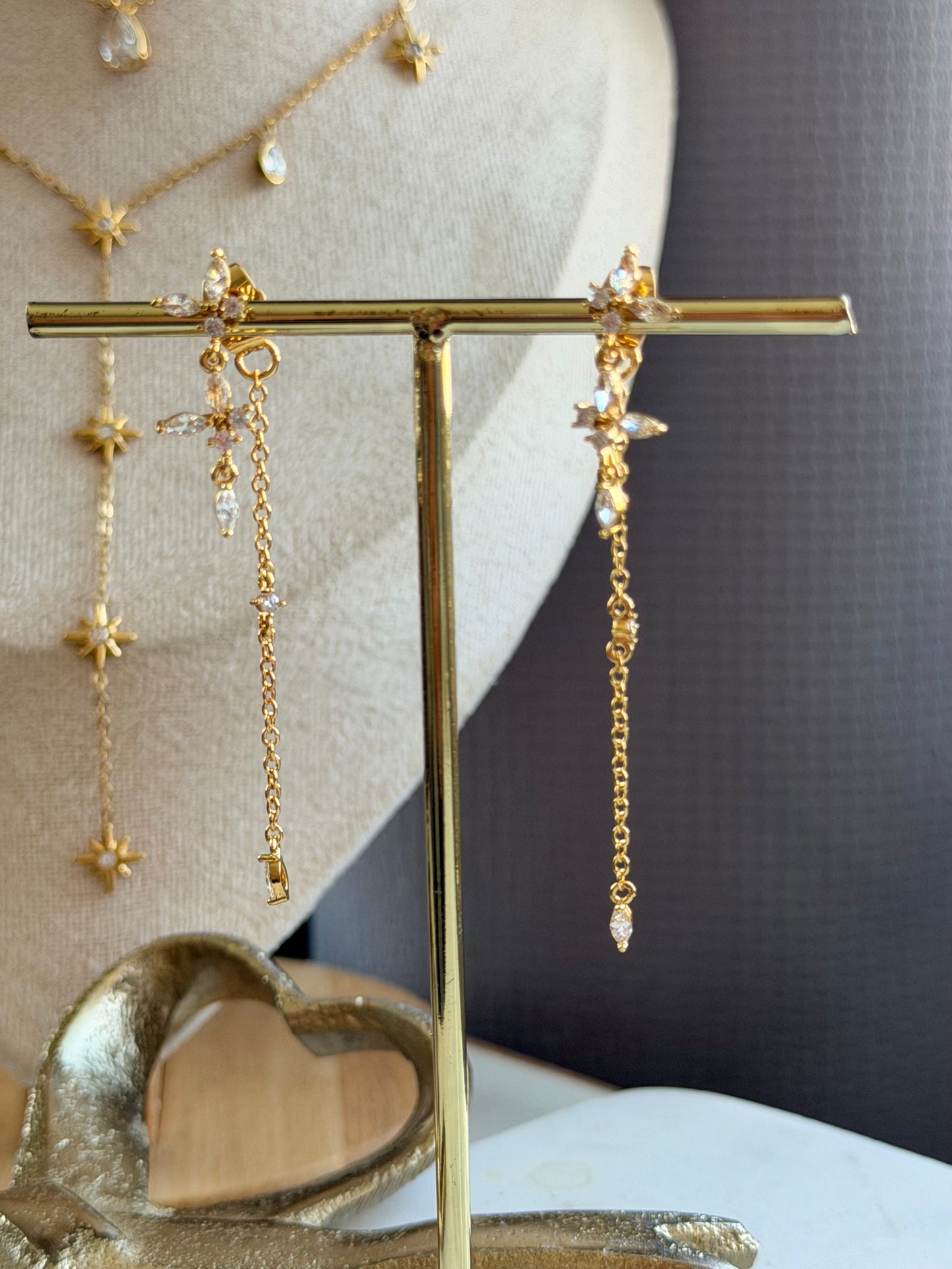 Celeste Zirconia Earrings - Gold Plated Statement Earrings