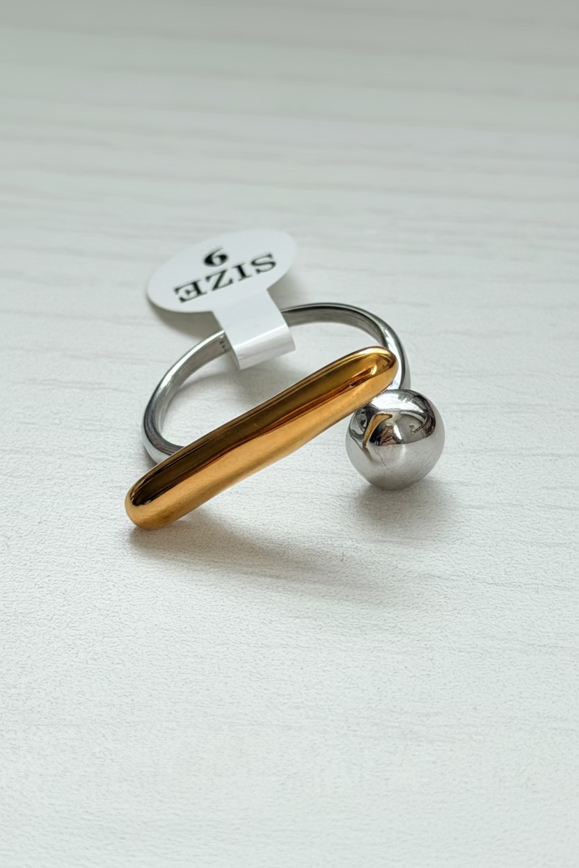 Aurelle Mixed-Metal Open Ring | 18K Gold PVD Stainless Steel