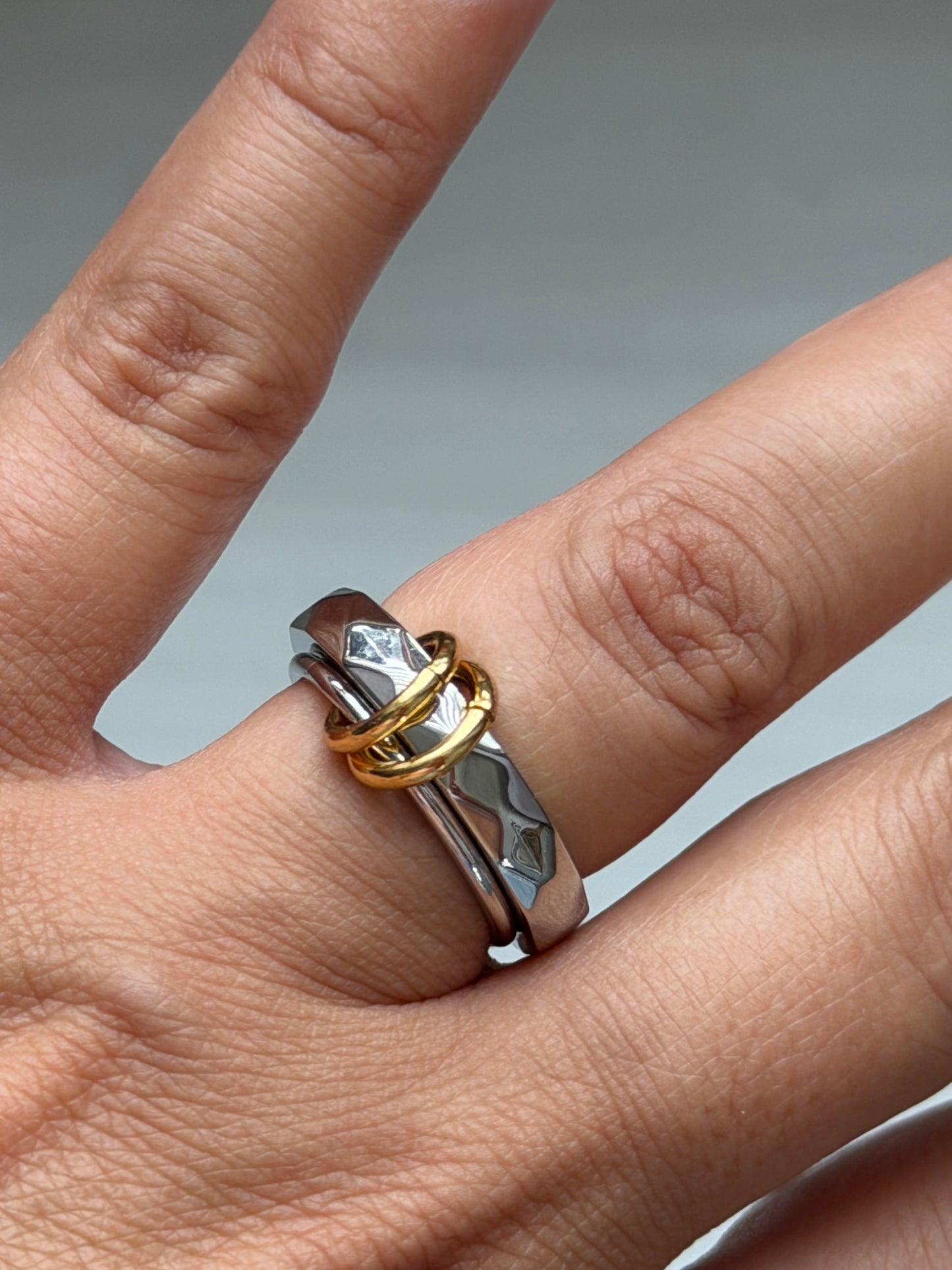 Mina Connected Dual-Band Ring | Mixed-Metal Stainless Steel