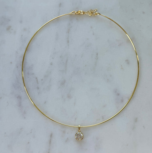 Aline Choker – 18K Gold PVD Stainless Steel Circular Zircon Pendant Necklace