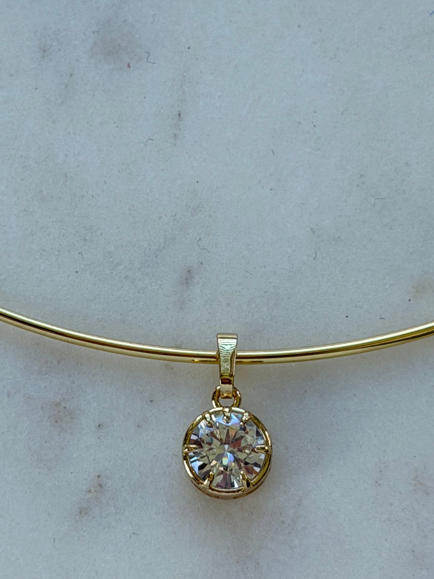 Aline Choker – 18K Gold PVD Stainless Steel Circular Zircon Pendant Necklace