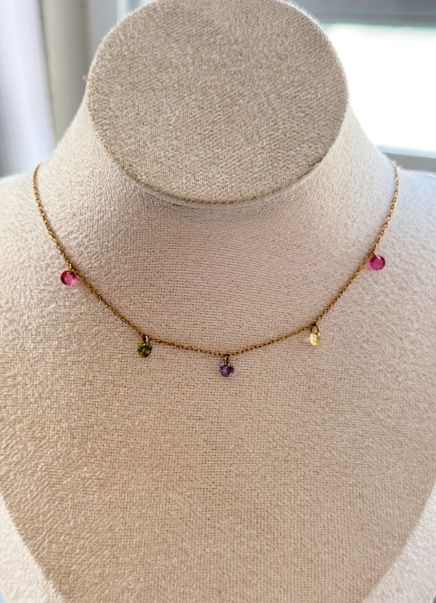 Thais Necklace – 18K Gold PVD Colorful Zircon Pendant Necklace